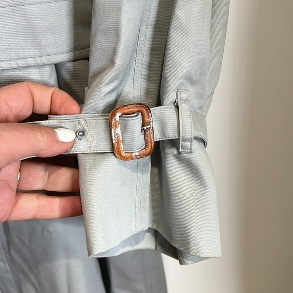 Burberry Sz 12L Vintage Burberrys Gray Trench Coat With Wool Zip Out Lining - Picture 7 of 16